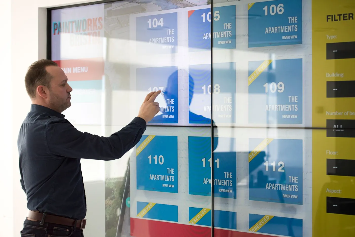 A secure corporate environment with managed information displays.