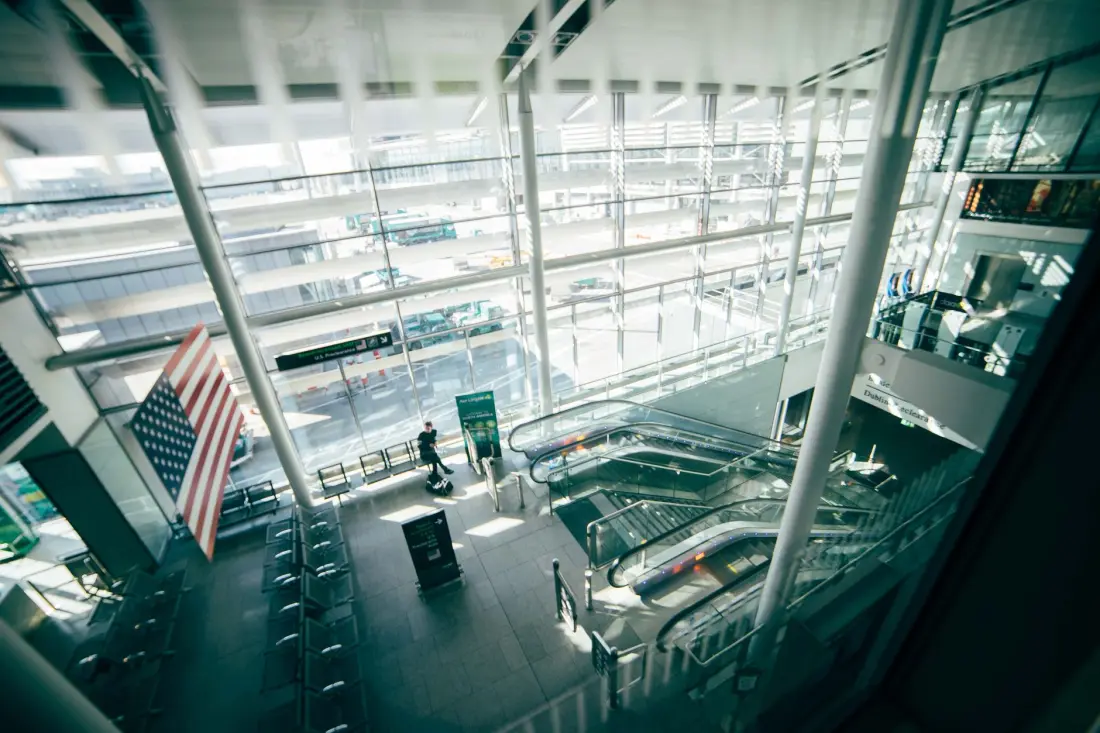 Airport concourse displays representing time-critical live information.