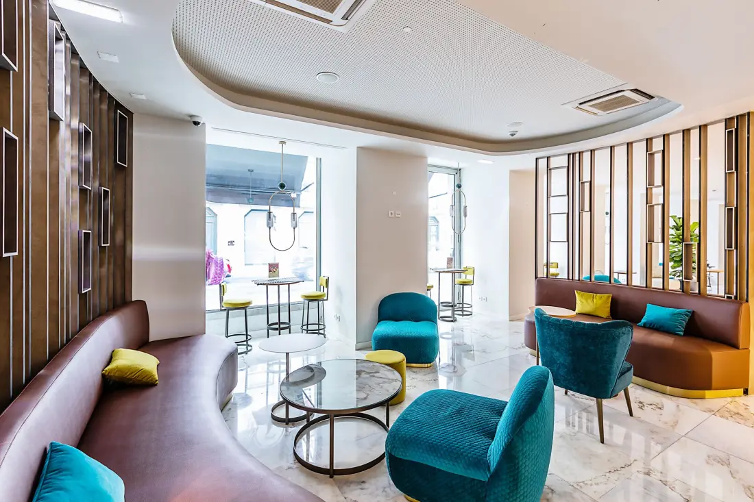 A premium property interior designed for digital guest information.