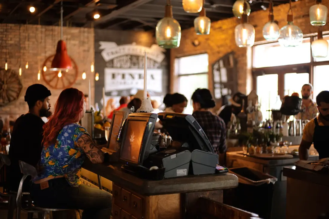A restaurant space suited to scheduled digital menu content.
