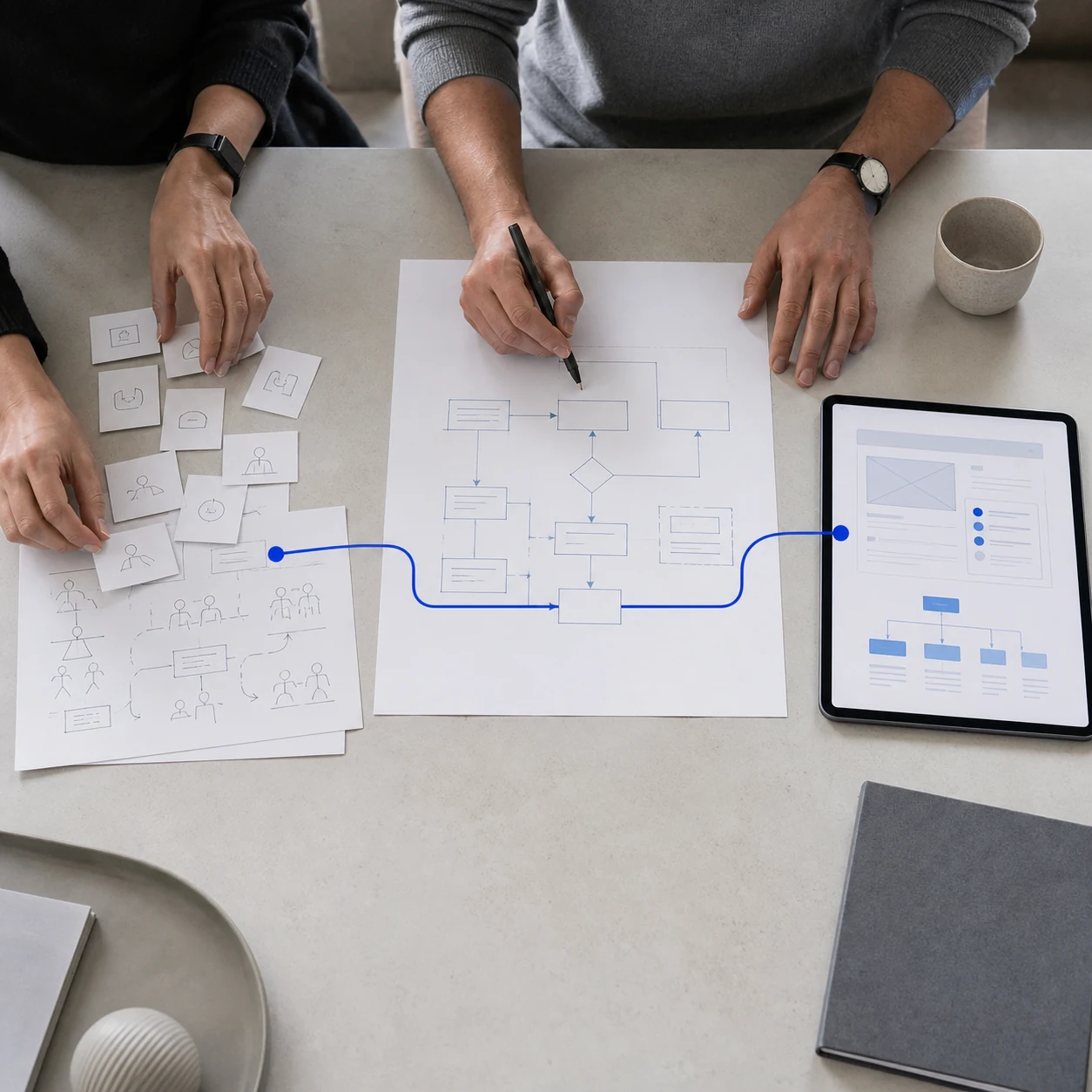 A product team turning rough workflow notes into a structured system flow and interface plan.